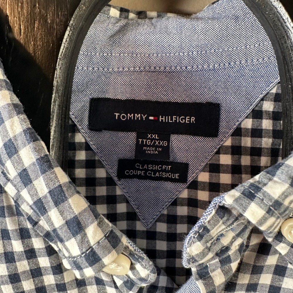 Tommy Hilfiger XXL Blue Gingham Check Classic Fit Button Down‎ Shirt - Picture 3 of 9